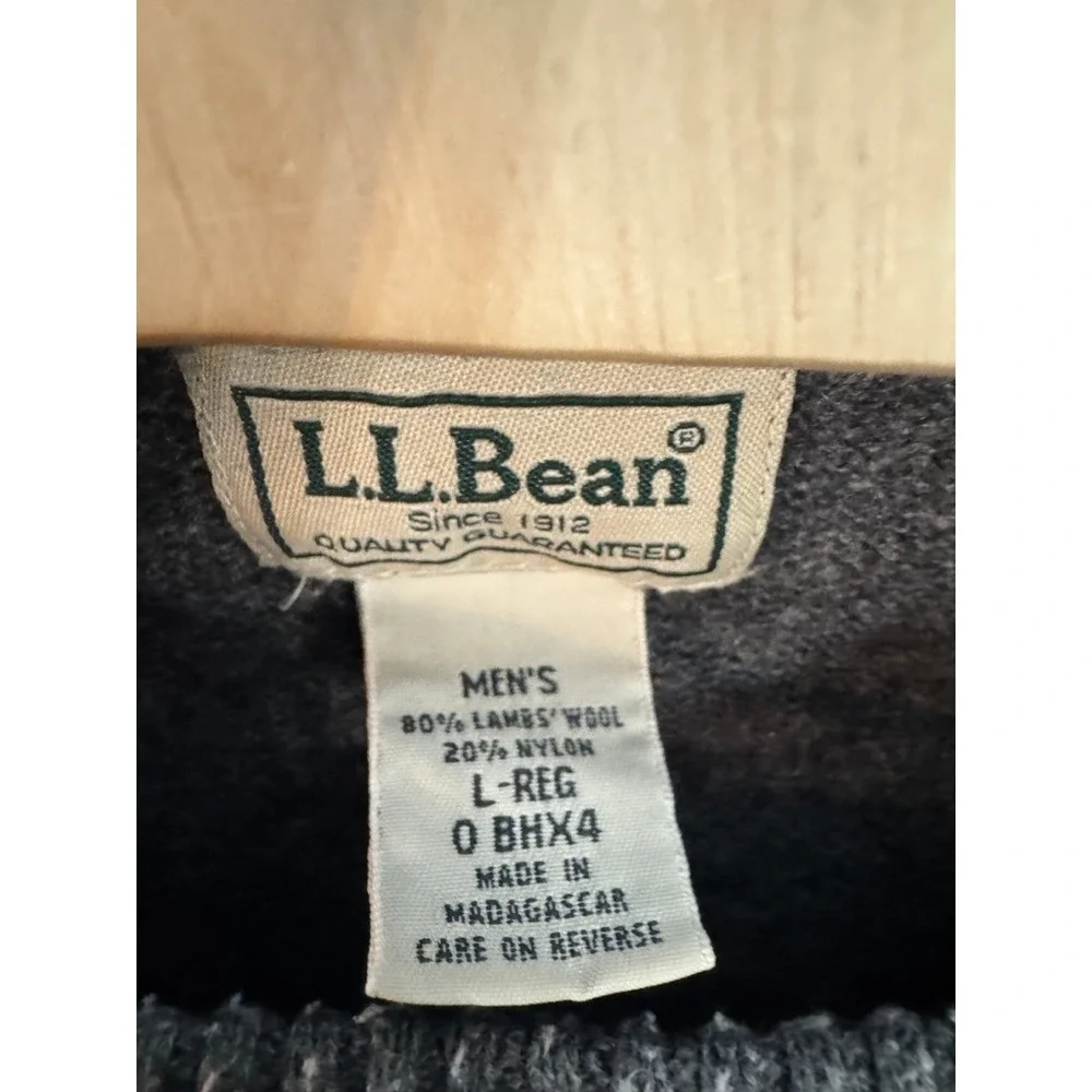 LL Bean Mens Lambswool Blend Crewneck Sweater Charcoal Gray Large L-REG 0BHX4 - Picture 3 of 7